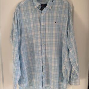 Vineyard Vines Men's Blue Performance Plaid Shirt